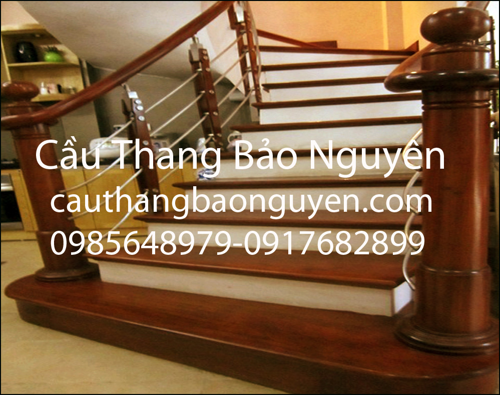 cầu thang inox mặt bậc lim công gô đẹp M7