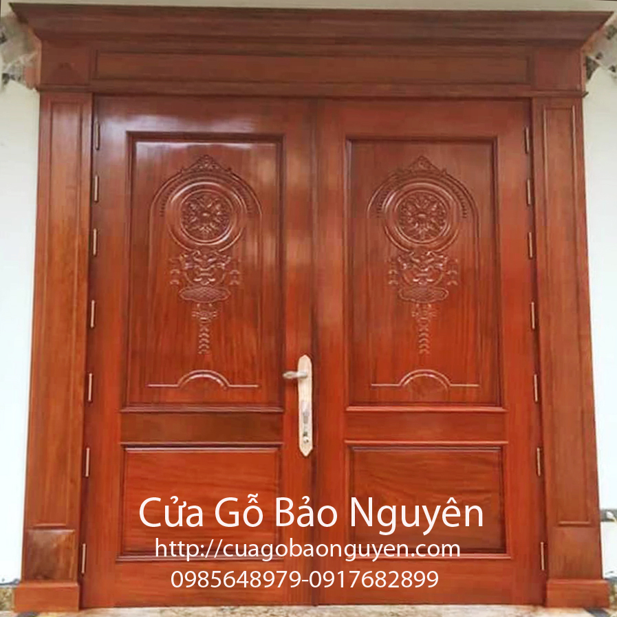 Mẫu cửa đi đục tân cổ điển gỗ Lim đẹp M13