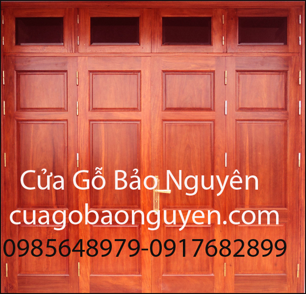 cửa gỗ 4 cánh lá vuông 3 lá gỗ lim nam phi M19