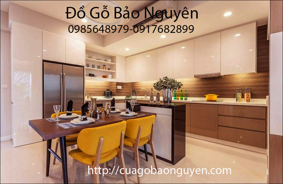 mẫu tủ bếp gỗ công nghiệp màu trắng đẹp M10