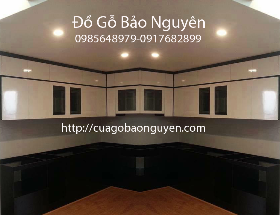 Tủ bếp gỗ MDF công nghiệp chống ẩm an cường phối màu đẹp M11