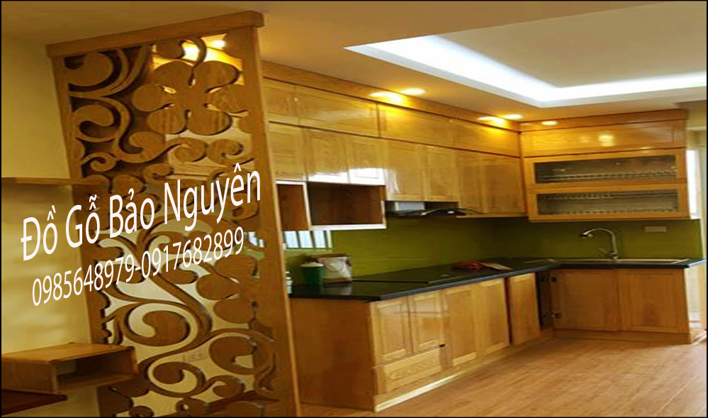tủ bếp gỗ sồi nga M2