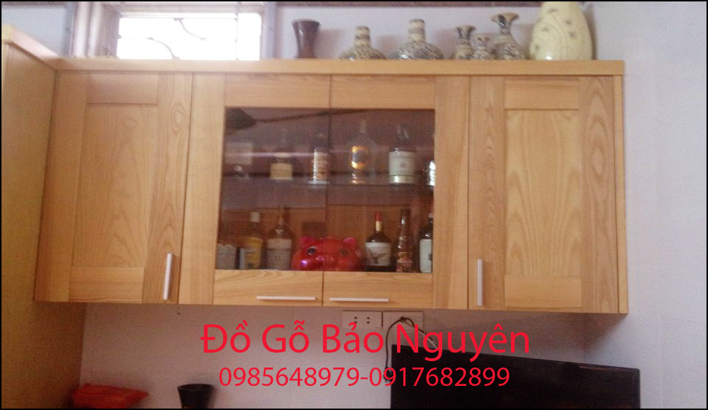 tủ bếp gỗ sồi nga đẹp M12