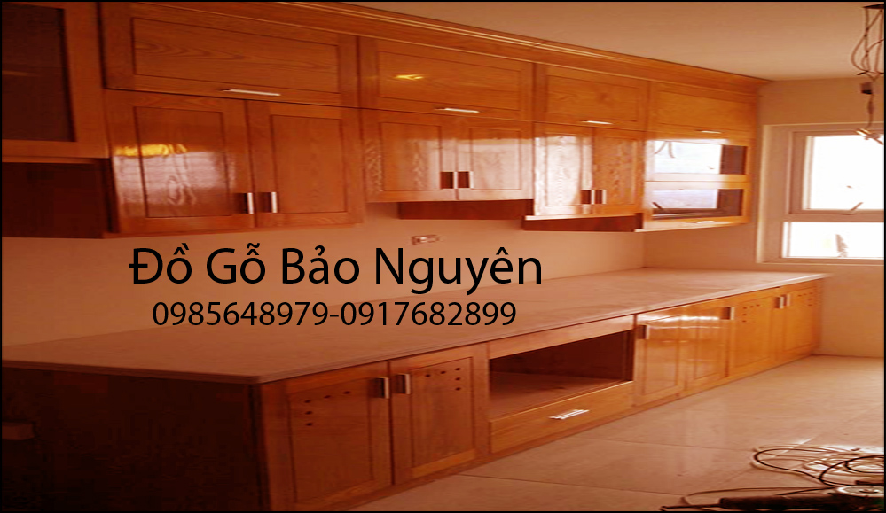 tủ bếp gỗ xoan đào nam phi M15